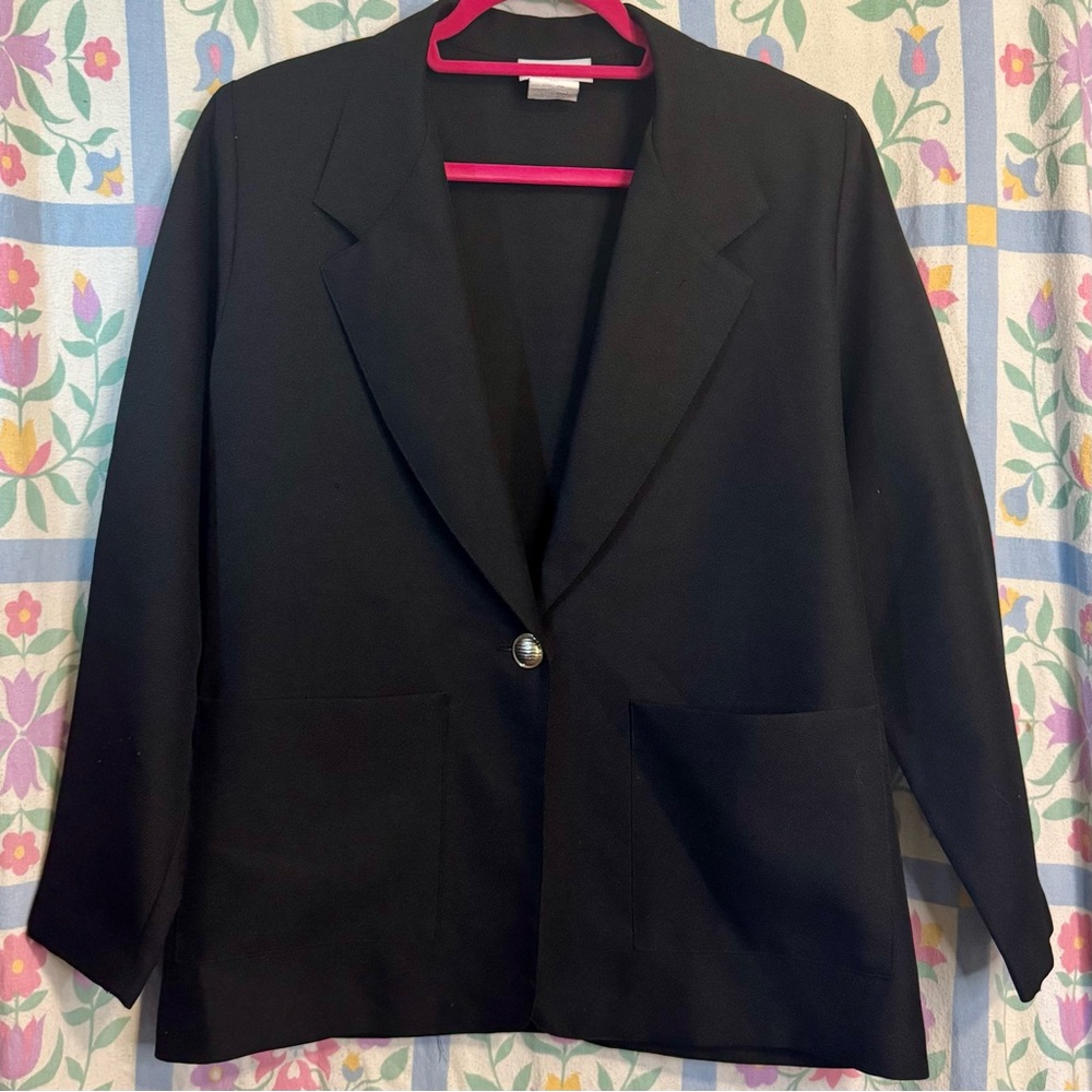 Vintage Blair Black Blazer With Gold Button And Shoulder Pads